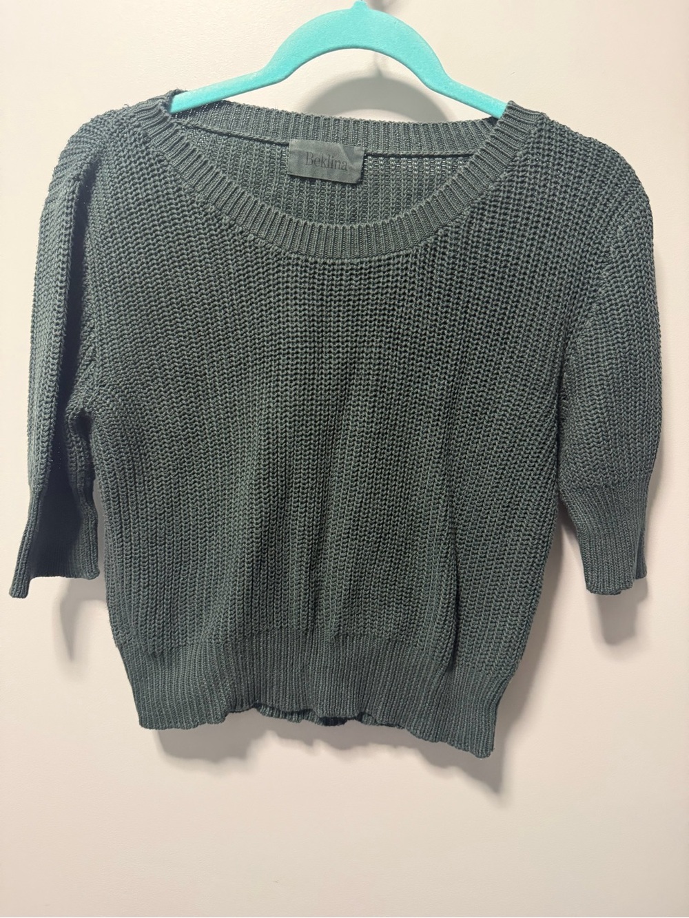 Beklina Forest Green Short Sleeve Crewneck Sweater